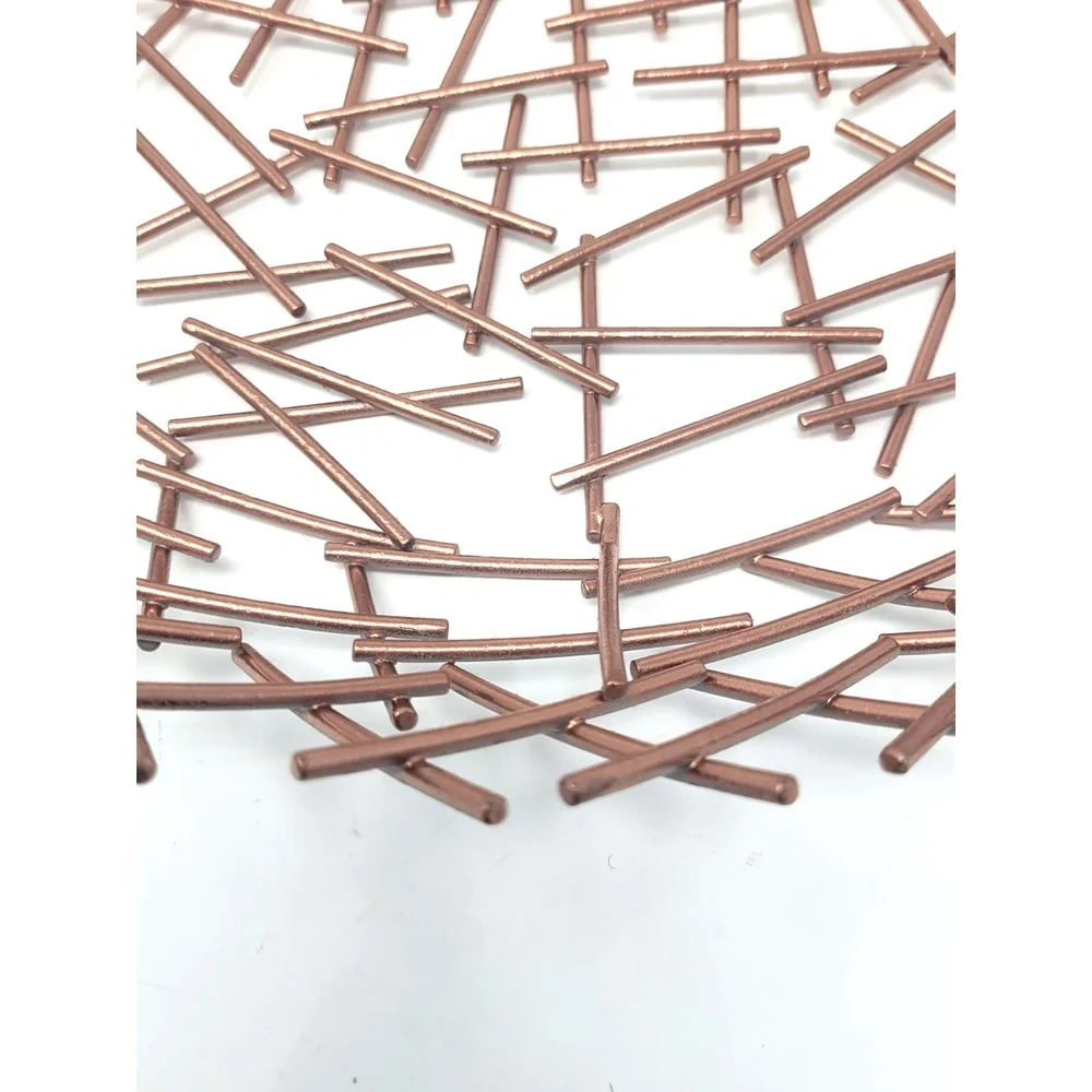 15.75 Inch Round Metal Wire Decorative Bowl Crosshatch Fruit Tray Centerpiece